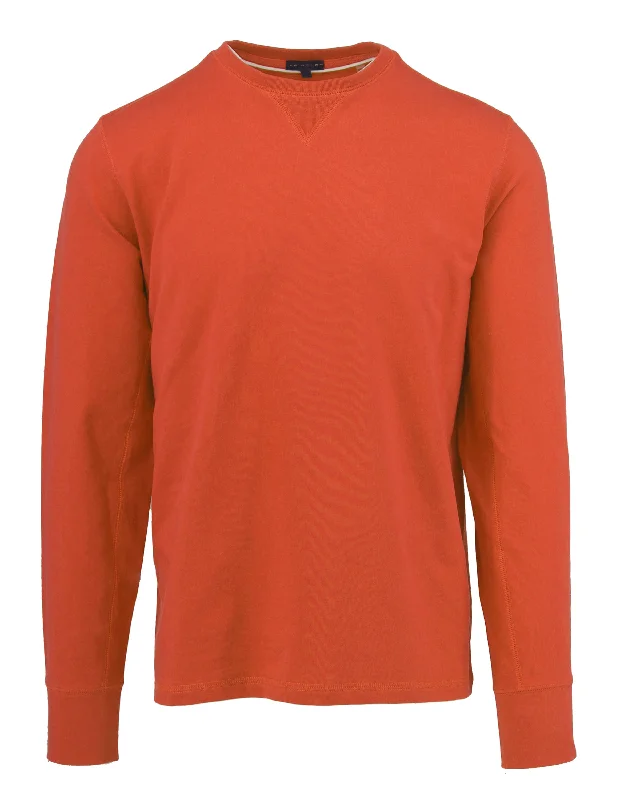 Stretch Pima Orange Crew Neck Sweatshirt