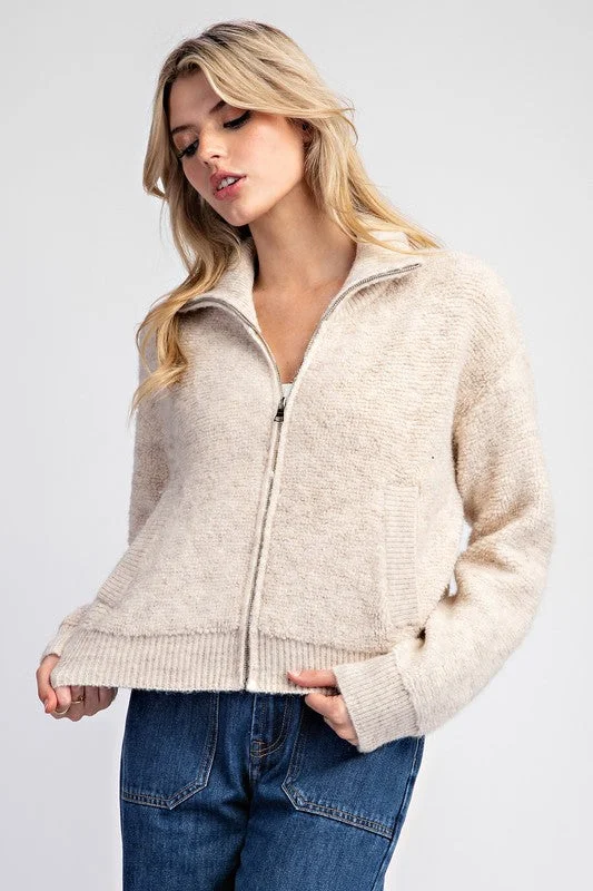 Zip Up Knit Sweater Jacket